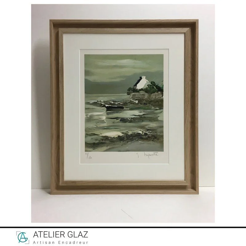 caisse americaine chêne lithographie sous verre | Atelier Glaz